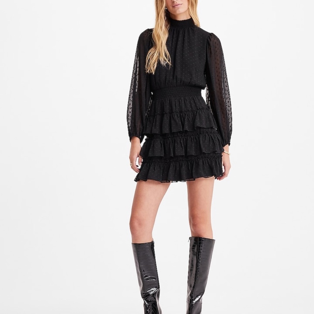 Black Sheer Sleeves Express mini dress